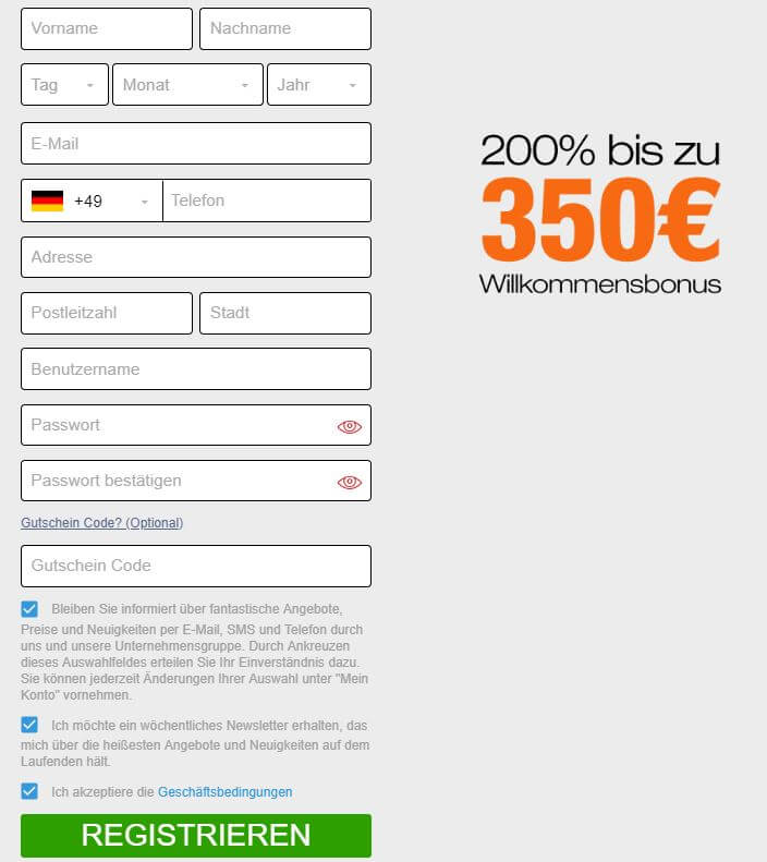 Winner Registrierung